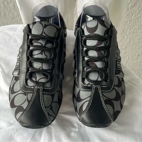 Coach Kirby Shoes Black Size 8.5M Logo Print - Picture 1 of 9